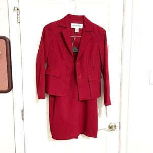 NEW Doncaster deep red skirt suit; size 6